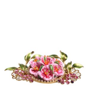 Dolce & Gabbana Gold Tone Brass Crystal Floral Hair Clip