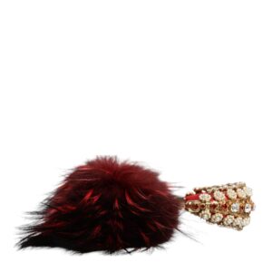 Dolce & Gabbana Red Gold Crystal Fur Headset Audio AUX Headphones