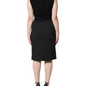 Dolce & Gabbana Black Cotton Sheath Knee Length Dress