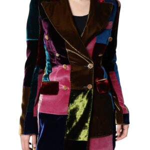 Dolce & Gabbana Multicolor Double Breasted Patchwork Blazer Jacket