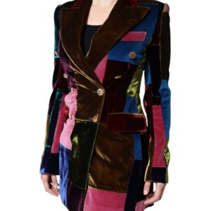 Dolce & Gabbana Multicolor Double Breasted Patchwork Blazer Jacket