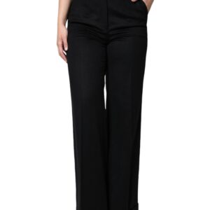 Dolce & Gabbana Black Cashmere Mid Waist Women Boot Cut Pants