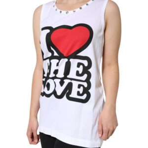 Dolce & Gabbana White I Love The Love Embellished Tank Top