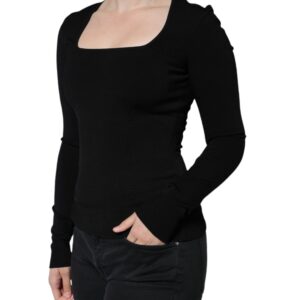 Dolce & Gabbana Black Long Sleeves Blouse Square Neck Top