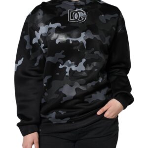 Dolce & Gabbana Black Camouflage Round Neck Sweatshirt Sweater