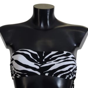 Dolce & Gabbana Black White Zebra Bandeau Swimwear Bikini Top