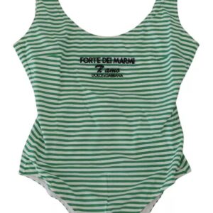 Dolce & Gabbana White Green Stripes One Piece Beachwear Swimwear