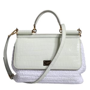 Dolce & Gabbana White Rafia Leather SICILY Crossbody Bag