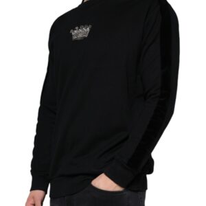 Dolce & Gabbana Black Cotton Crown Pullover Sweatshirt Sweater