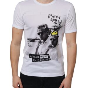 Dolce & Gabbana White Graphic Cotton Short Sleeve T-shirt