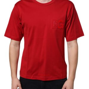 Dolce & Gabbana Red Cotton DG Logo Print Crew Neck T-shirt