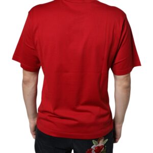 Dolce & Gabbana Red Cotton DG Logo Print Crew Neck T-shirt