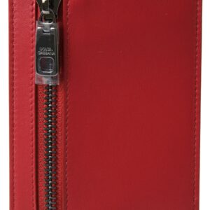 Dolce & Gabbana Elegant Red Leather Lanyard Card Holder