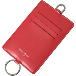 Dolce & Gabbana Elegant Red Leather Lanyard Card Holder