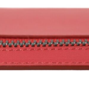 Dolce & Gabbana Elegant Red Leather Lanyard Card Holder