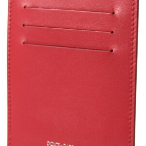 Dolce & Gabbana Elegant Red Leather Lanyard Card Holder