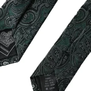 Dolce & Gabbana Green Floral Pattern 100% Silk Adjustable Men Tie