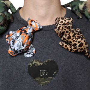 Dolce & Gabbana Gray Camouflage Animal Stuff Cotton T-shirt