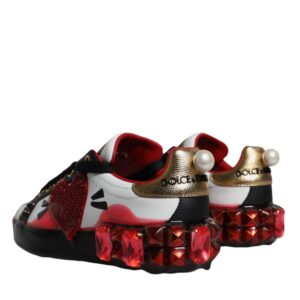 Dolce & Gabbana White Red Crystals Portofino Sneakers Shoes