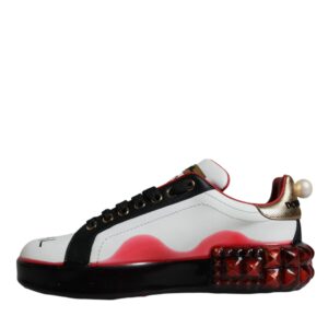 Dolce & Gabbana White Red Crystals Portofino Sneakers Shoes