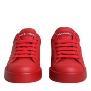 Dolce & Gabbana Red Leather Low Top Women Sneakers Shoes