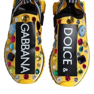 Dolce & Gabbana Yellow Sorrento Crystals Low Top Sneakers Shoes