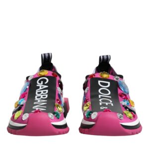 Dolce & Gabbana Pink Sorrento Crystals Low Top Sneakers Shoes