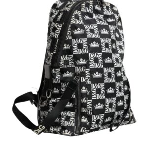 Dolce & Gabbana Black White DG Crown Logo Nylon Backpack Bag