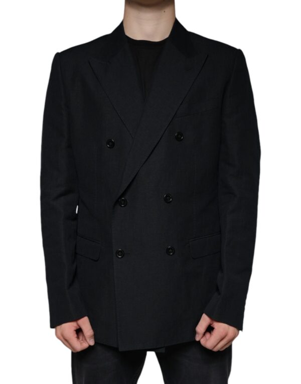 Dolce & Gabbana Black Linen Double Breasted Dress Blazer - Image 2