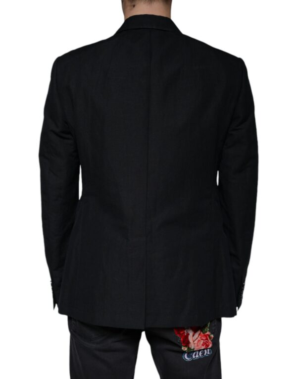 Dolce & Gabbana Black Linen Double Breasted Dress Blazer - Image 4