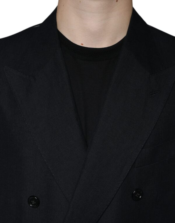 Dolce & Gabbana Black Linen Double Breasted Dress Blazer - Image 5