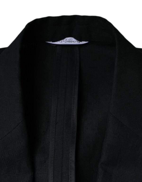 Dolce & Gabbana Black Linen Double Breasted Dress Blazer - Image 7