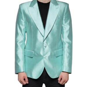 Dolce & Gabbana Mint Green Silk Single Breasted Coat Blazer