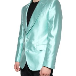 Dolce & Gabbana Mint Green Silk Single Breasted Coat Blazer