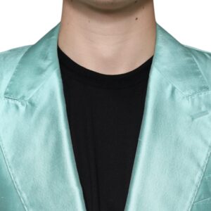 Dolce & Gabbana Mint Green Silk Single Breasted Coat Blazer