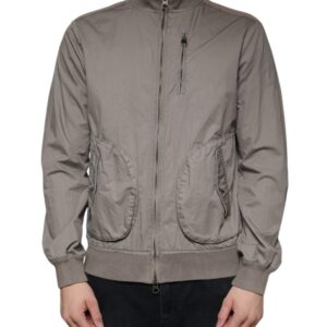 Armani Jeans Brown Cotton Full Zip Bomber Logo Jacket