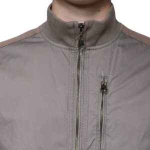 Armani Jeans Brown Cotton Full Zip Bomber Logo Jacket