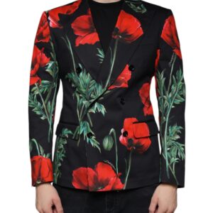 Dolce & Gabbana Black Floral Double Breasted Dress Blazer