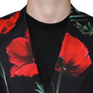 Dolce & Gabbana Black Floral Double Breasted Dress Blazer