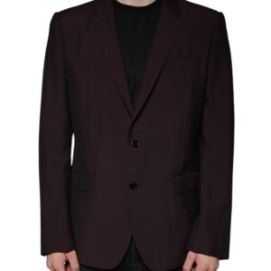 Dolce & Gabbana Bordeaux Wool Single Breasted Dress Blazer