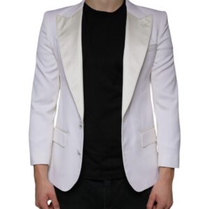 Dolce & Gabbana Off White Wool Single Breasted Dress Blazer