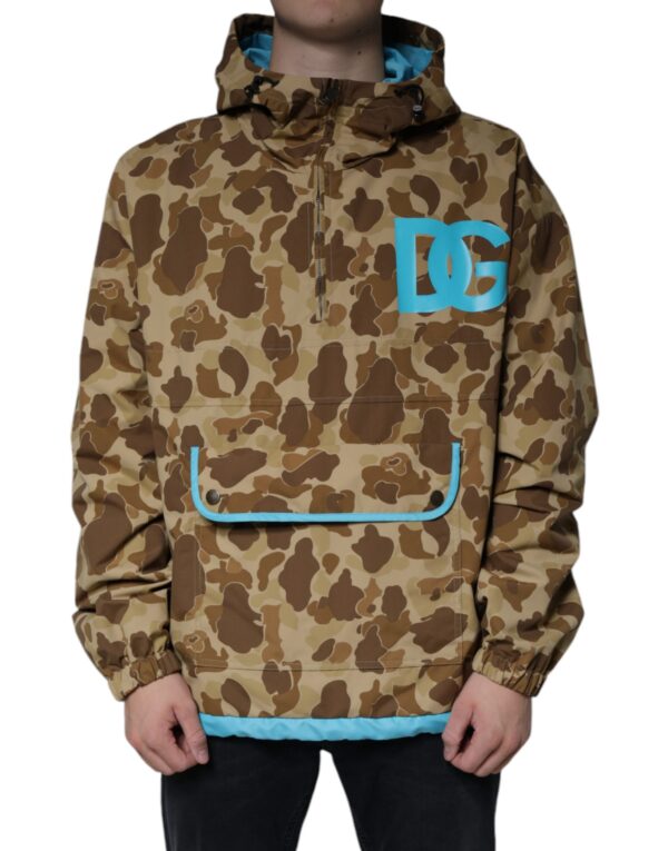 Dolce & Gabbana Brown Camouflage Hooded Pullover Jacket - Image 2