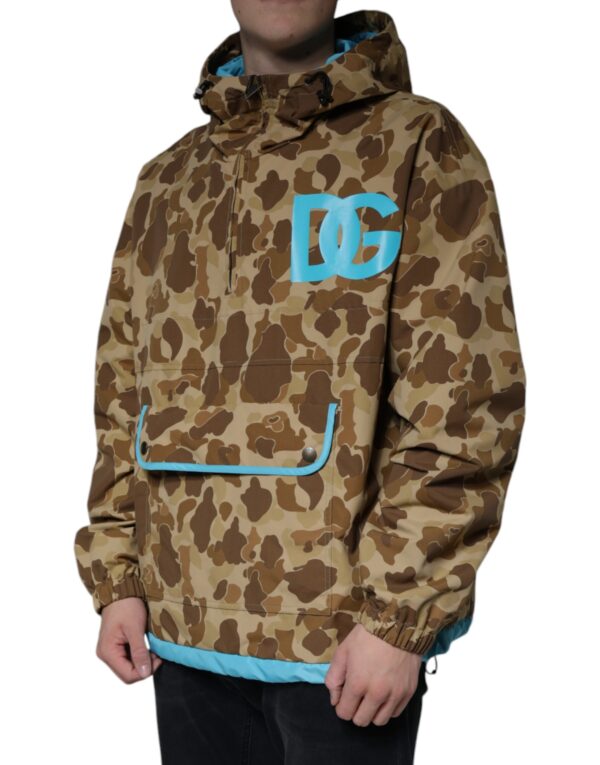 Dolce & Gabbana Brown Camouflage Hooded Pullover Jacket - Image 3