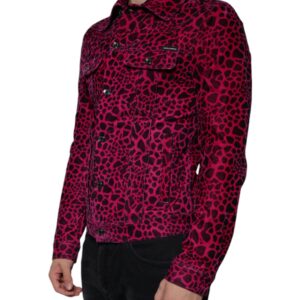 Dolce & Gabbana Fuchsia Leopard Button Down Collared Jacket