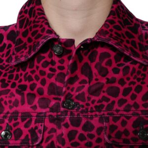 Dolce & Gabbana Fuchsia Leopard Button Down Collared Jacket