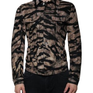 Dolce & Gabbana Brown Tiger Button Down Collared Jacket