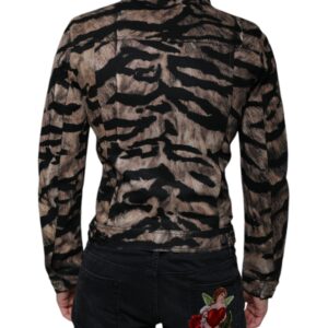 Dolce & Gabbana Brown Tiger Button Down Collared Jacket