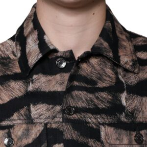 Dolce & Gabbana Brown Tiger Button Down Collared Jacket