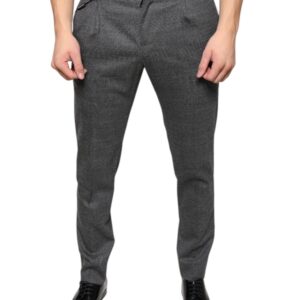 Dolce & Gabbana Gray Check Tartan Wool Skinny Pants