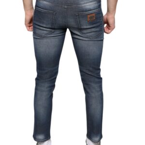 Dolce & Gabbana Dark Blue Washed Cotton Skinny Denim Jeans